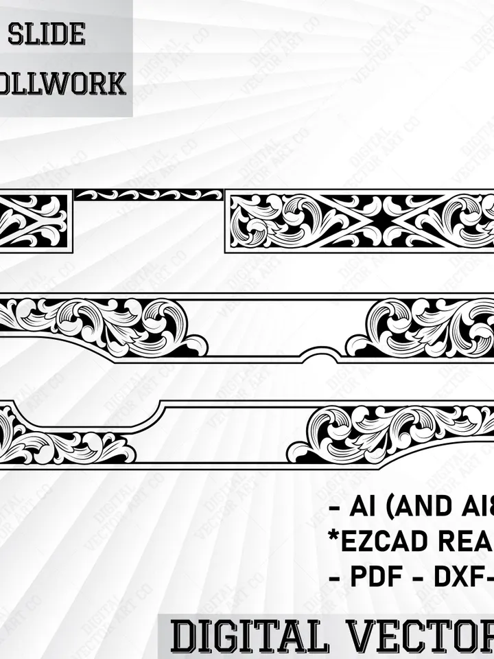 1911 Custom Slide Scrollwork | Laser Engraving | Gun Design File | Svg
