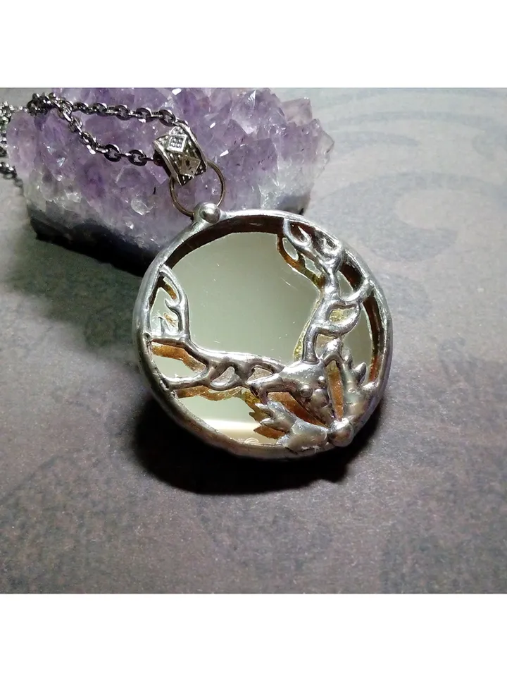 Deer antler jewelry, Deer head necklace, Noel, Yule jewelry. Christmas deer, stag head pendant