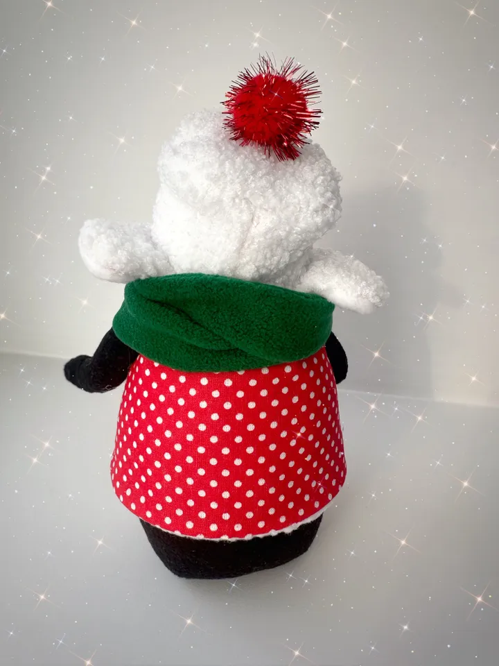 Christmas Handmade Penguin toy. Soft Animal doll in hat. Holiday doll for Christmas gift.