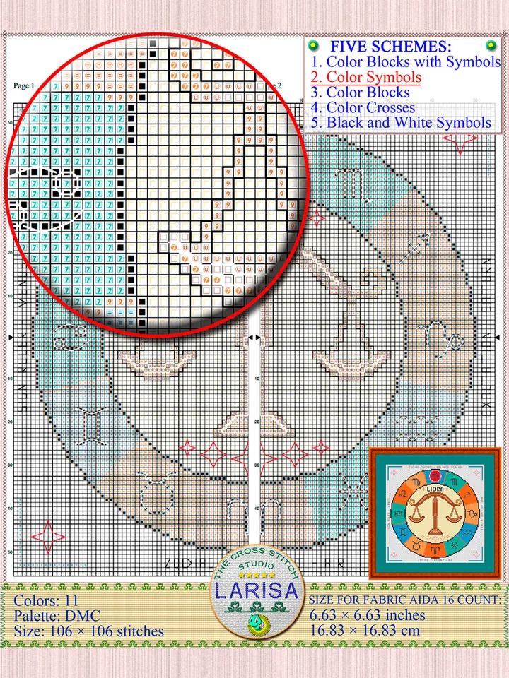 Libra Cross Stitch Pattern | Libra Zodiac Sign