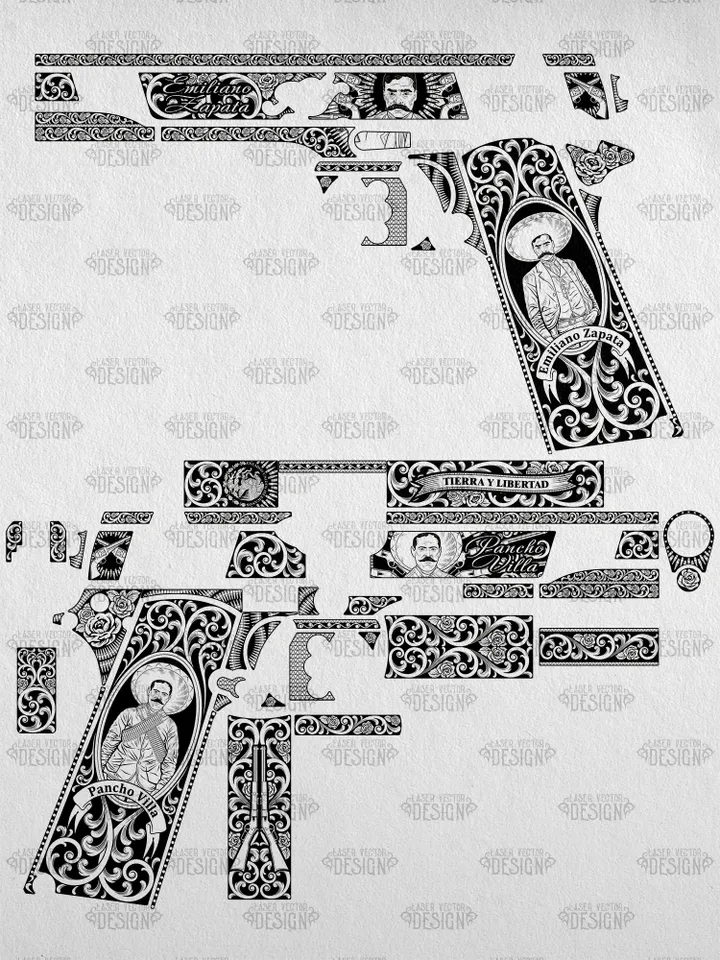 VECTOR DESIGN Kimber custom ll Emiliano Zapata and Pancho Villa