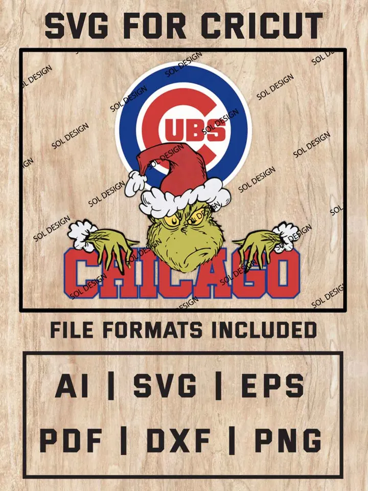Grinch Chicago Cubs SVG, MLB SVG Design, MLB Chicago Cubs Logo SVG, MLB Cubs Cricut, Christmas Svg, Grinch svg, Digital Download