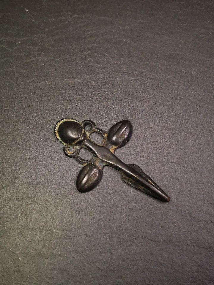 Gandhanra Vintage Phurba Amulet,Kila(Dorje Phurba) Pendant,Tibetan Budhist Ritual Implement,made of Thokcha,2.6",60 Years Old