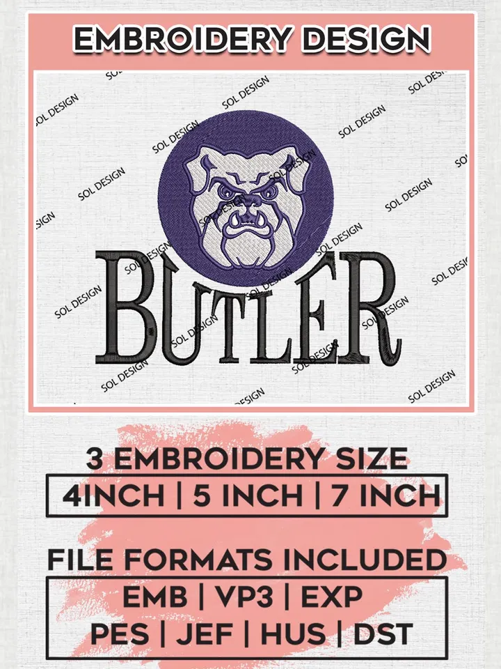 Butler NCAA Team Logo Machine Embroidery Design, NCAA Butler Bulldogs Team Design Design files, NCAA Team Embroidery Designs, NCAA Machine Embroidery Designs, Digital Download