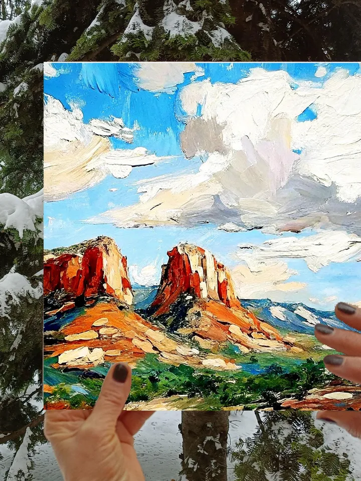 Arizona Painting Original Art Sedona Landscape Impasto Oil Painting Landscape Small Artwork Art Gift by ArtProkopaloSv