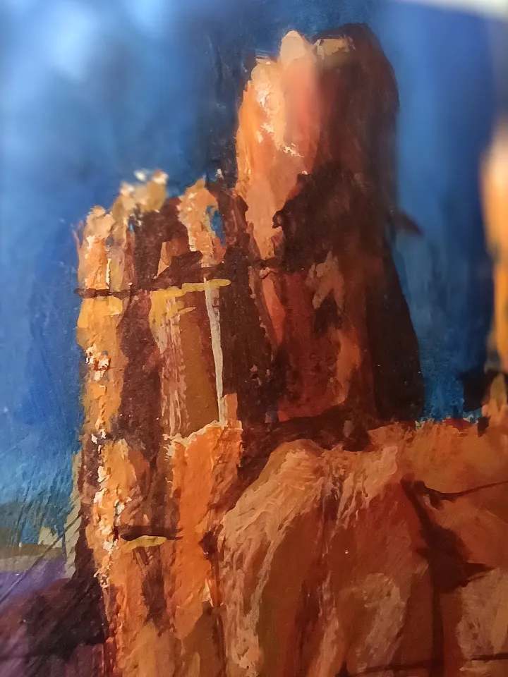 The Courthouse Towers. Original acrylic painting 5x7"