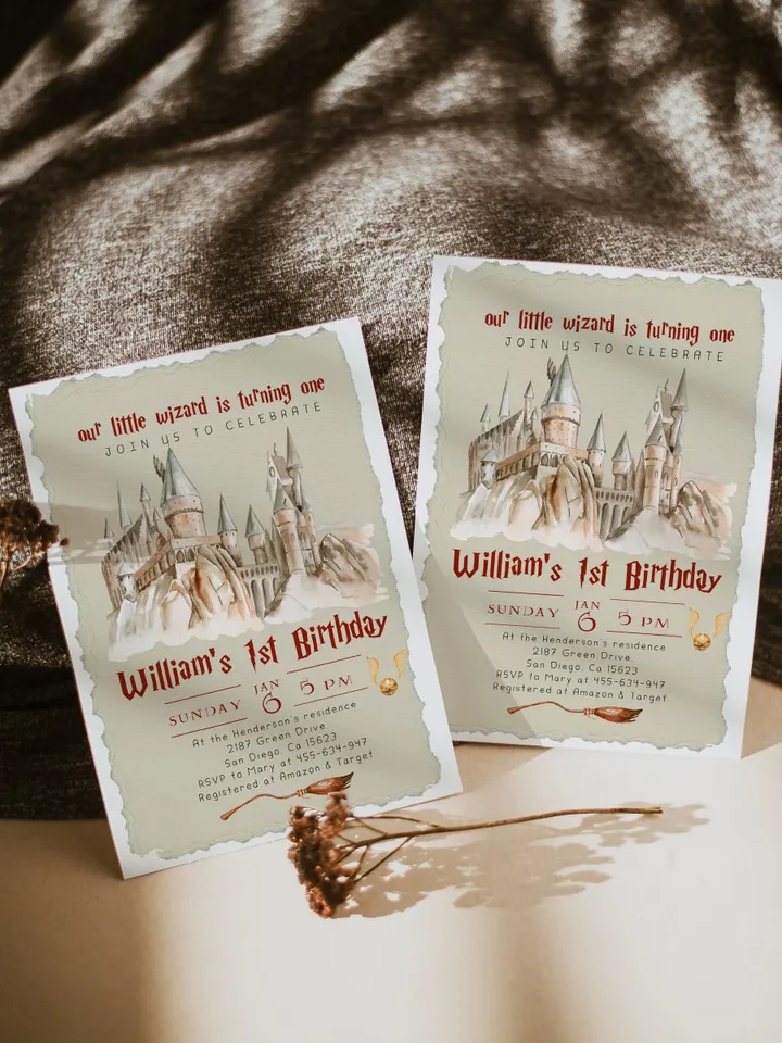 Wizard School 1st Birthday; Magic School Party Invite Template; The Chosen One Wizard Birthday Invitation; Magical First Birthday canva diy