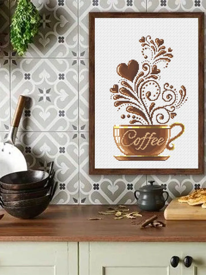 Coffee cross stitch pattern modern, Kitchen cross stitch, Cute cross stitch, Funny cross stitch, Awesome pattern, Instant download PDF #F1