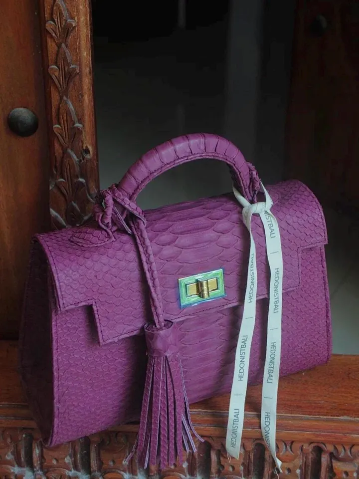 Top handle violet classy genuine python skin bag | exotic leather bags | Elegant women purse | snake skin bag | designer leather bag