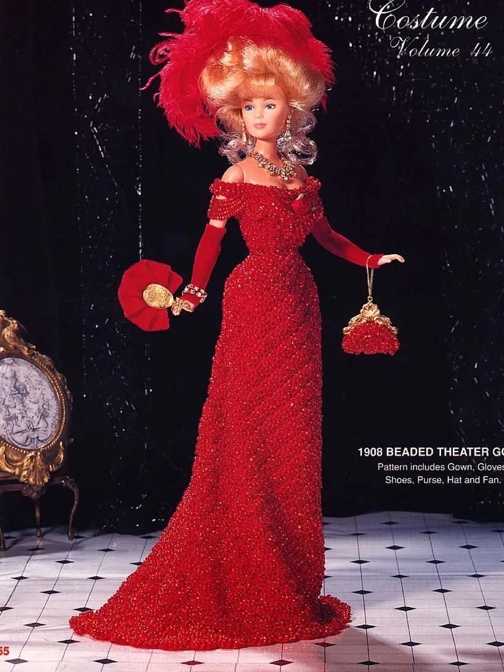 Barbie Dress Crochet Pattern Vintage for Dolls 11-1/2" Digital Download PDF