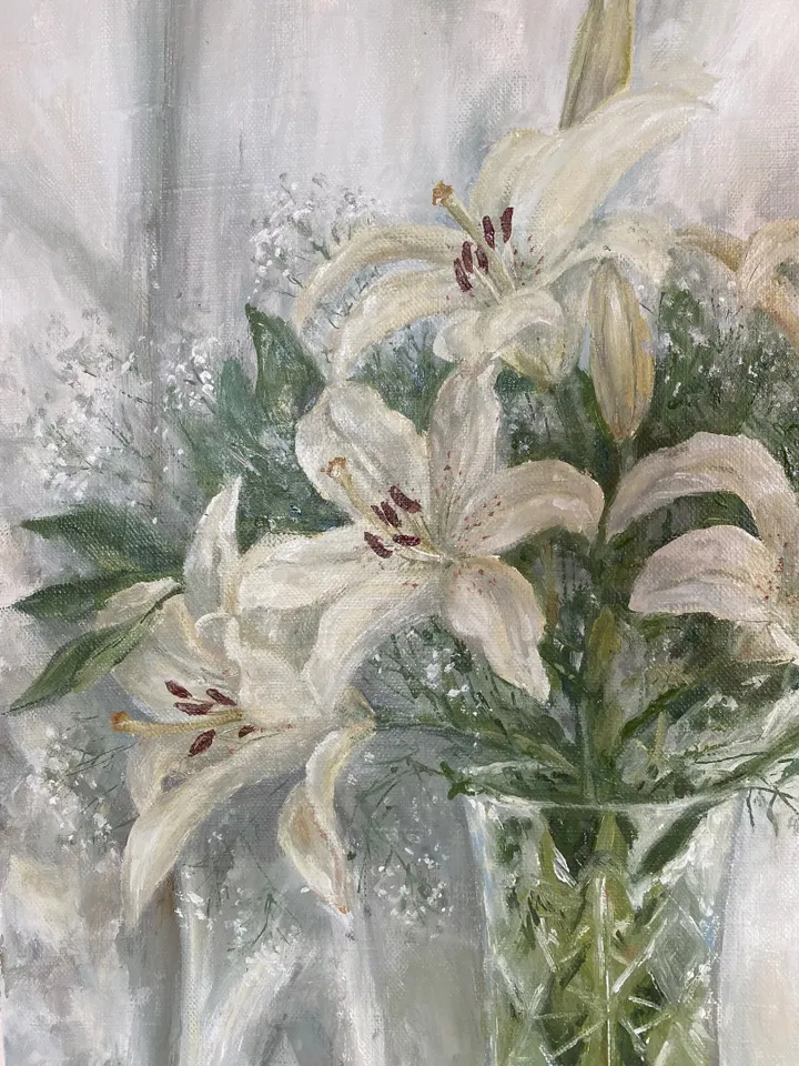 Oil painting "White Lilies"