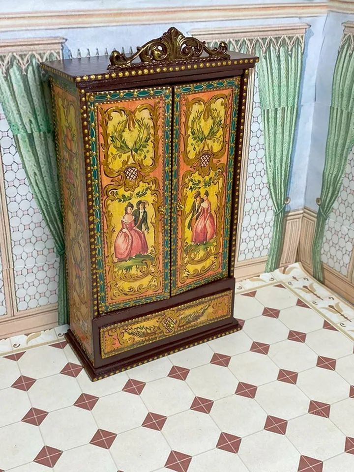 Dollhouse furniture. 1:12. A set of furniture.Handmade.Wardrobe and bed.