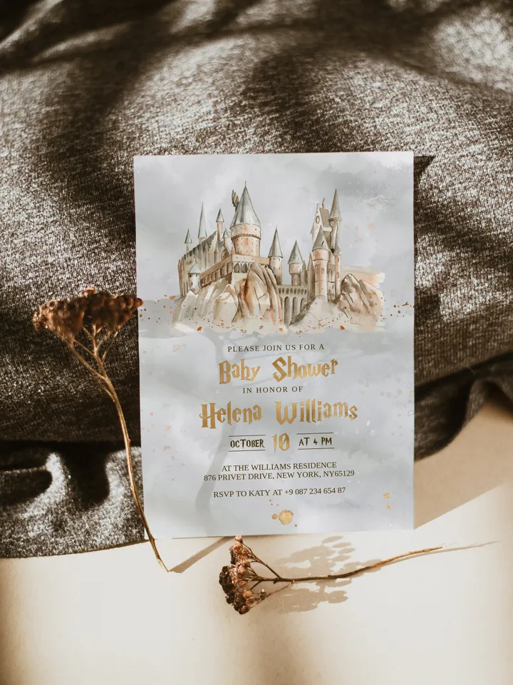 Magic School Baby Shower Invitation; Editable Wizard Baby Shower invitation; Magic School Baby Shower Printable Invitation
