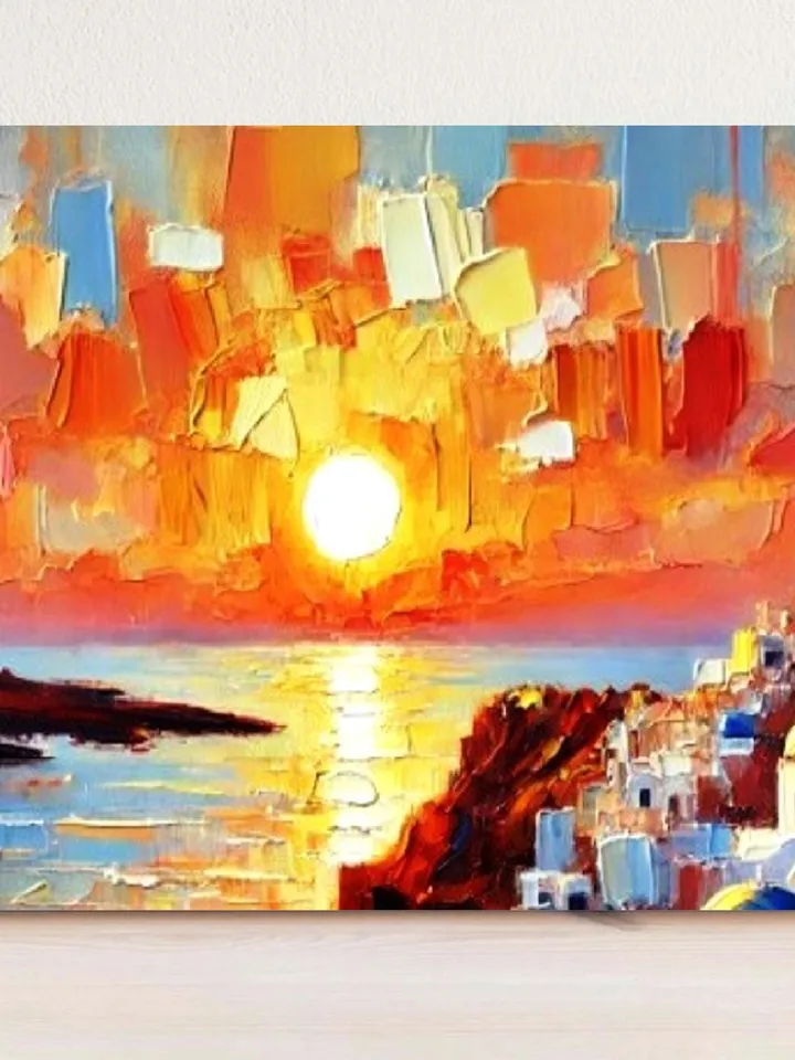 Santorini Painting Oil painting Greece Wall Art Seascape Painting Original Art Painting 8x10 Gifts by ArtProkopaloSv Not print