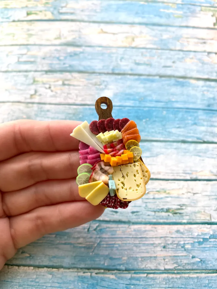 Magnet Miniature Cheese Charcuterie board with Polymer clay Souvenir