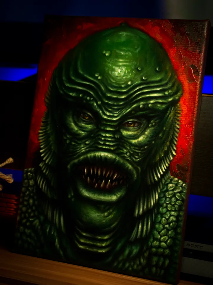 Original oil painting of Creature from the Black Lagoon