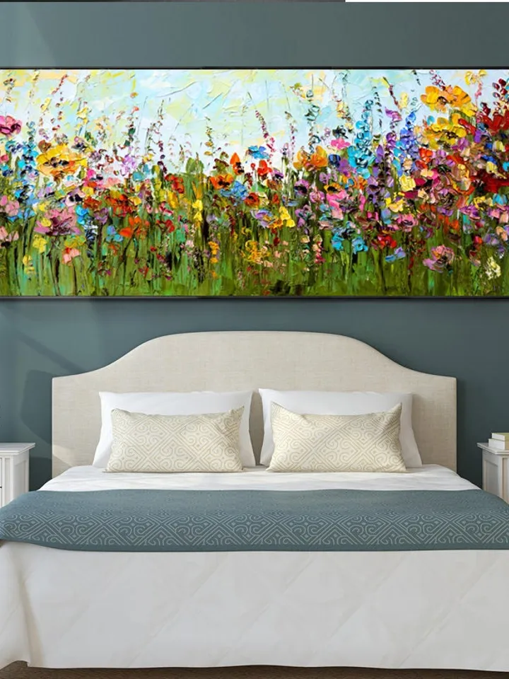 Original painting,Large wall art,Boho wall décor,Flower painting, Color oil painting, Home decor, Modern art, Abstract art,Bedroom decor