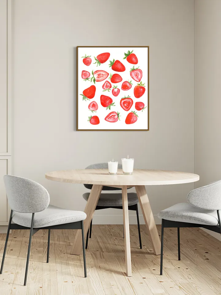 Strawberry Watercolor Painting Wall Art Print, Food Wall Art, Kids Gift, Cute Strawberry, Summer Fruit, Strawberry Pop Art Print, Red Print