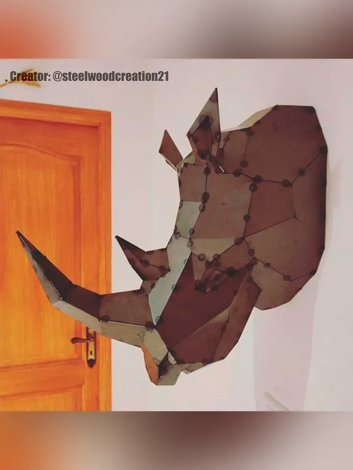 Welding Project Plans Drawings Rhinoceros Head (DXF, PDF)