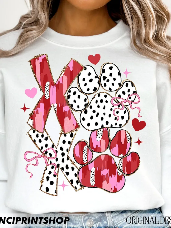 Brushstroke Paw Dog Valentine Coquette Png, Dog Valentines png, Dog Lover png, Valentines Day png, Xoxo png, Valentines png, Dog Paw png
