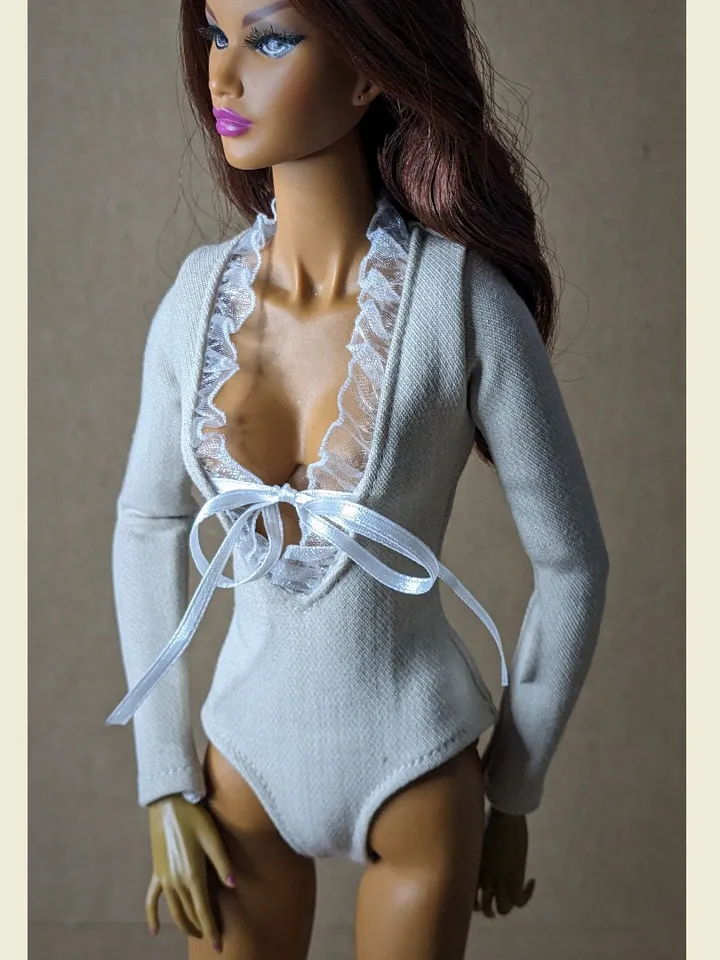 Handmade beige bodysuit for 16-inch Fashion Royalty dolls (FR16)