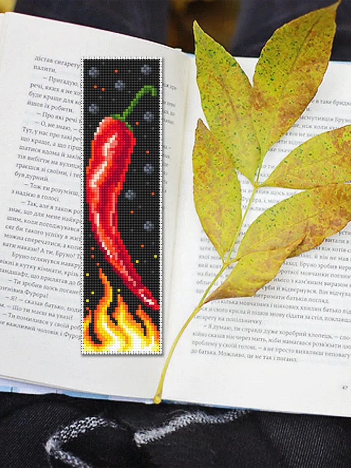 Funny bookmark cross stitch pattern download PDF Hot chili pepper cross stitch chart, Digital bookmark pattern PDF, Kitchen embroidery #B148