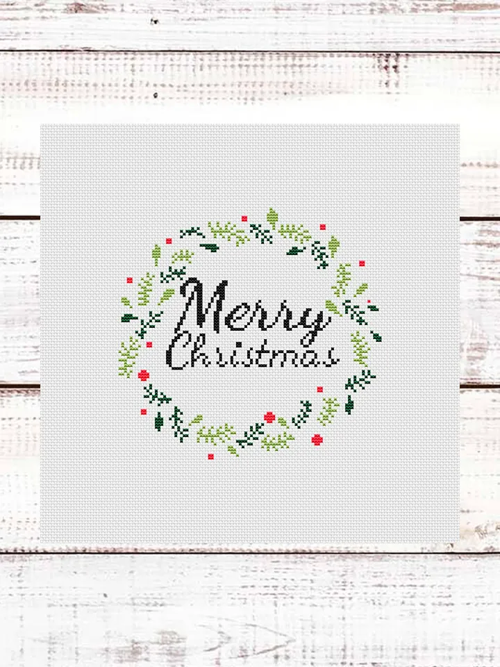 Merry Christmas cross stitch pattern modern, Easy cross stitch pattern, Xmas cross stitch pattern PDF xstitch pattern