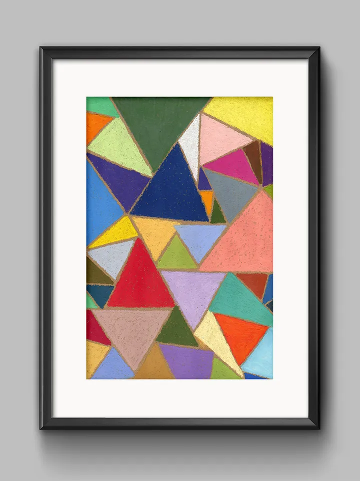 Printable pattern Abstract colored triangles, Large poster, Digital file, Home decor, Color oil pastel painting