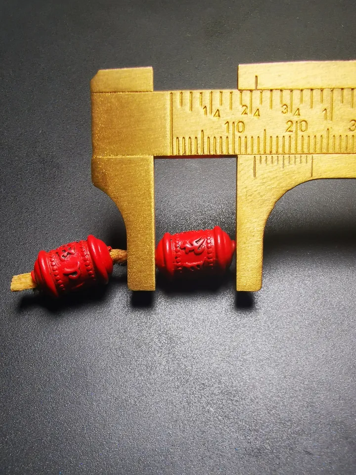 Gandhanra Handmade Antique Tibetan Amulet,Mini Prayer Wheel Bead Pendant for Mala,Made of Cinnabar