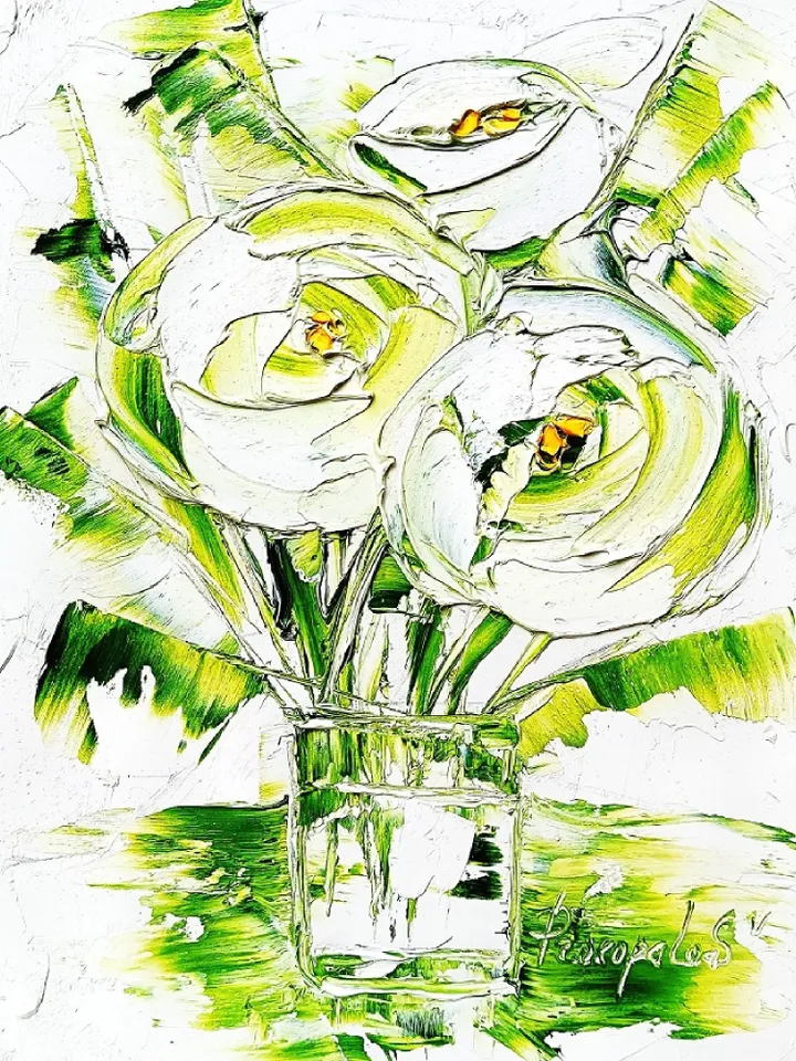 Peony Painting Floral Original Art 10x8 Small Impasto Oil Painting Symphony of Petals Peonies