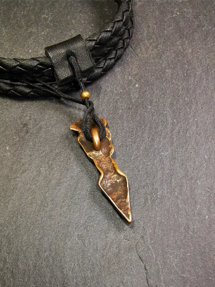 Gandhanra Vintage Tibetan Amulet,Snow Lion Kila(Dorje Phurba) , Trantic Buddhism Ritual Implement Pendant,Made of Brass,1.5"