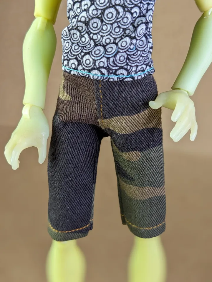 Handmade Camo denim pants or shorts for 1/6 scale boy dolls