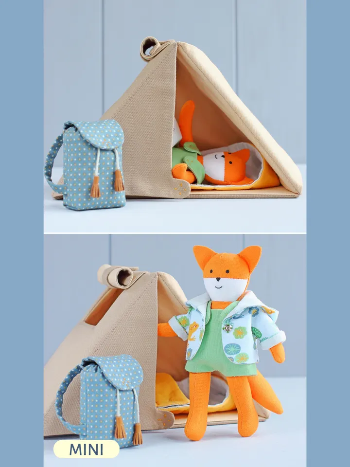 2 PDF Mini Fox and Camping Set Sewing Patterns Bundle