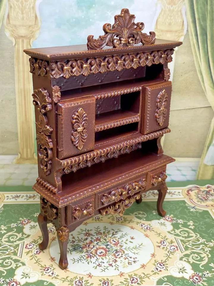 Handmade cabinet. Dollhouse miniature. 1:12. Furniture for dolls. Bookcase. Sideboard for a doll.