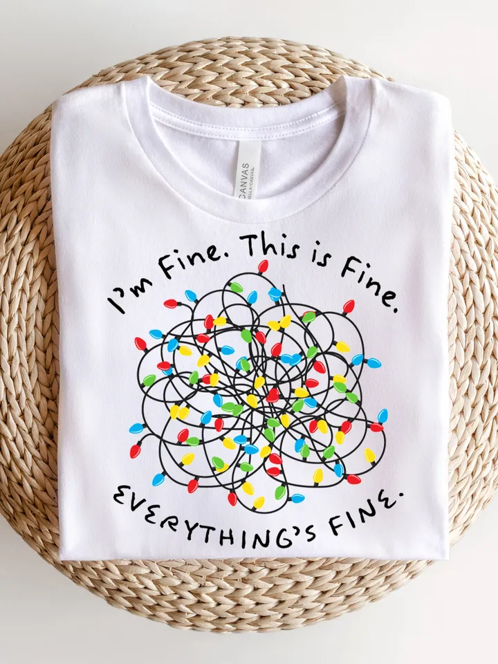 Im Fine Everything Is Fine, Funny Christmas Svg, PNG, Christmas Lights PNG, PNG Digital Design, Trendy Overstimulated png