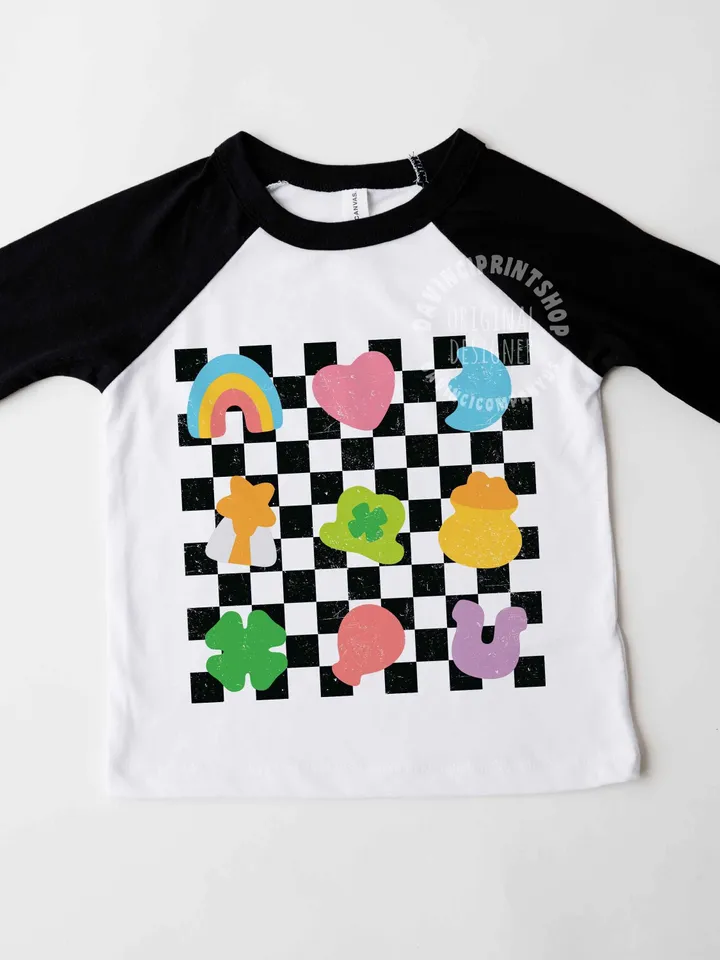 Checkered Lucky Charms Sublimation Designs, Pattys St. Patrick’s Day Holiday Lucky, St patricks day png, Kids Sublimation, Mini png, png