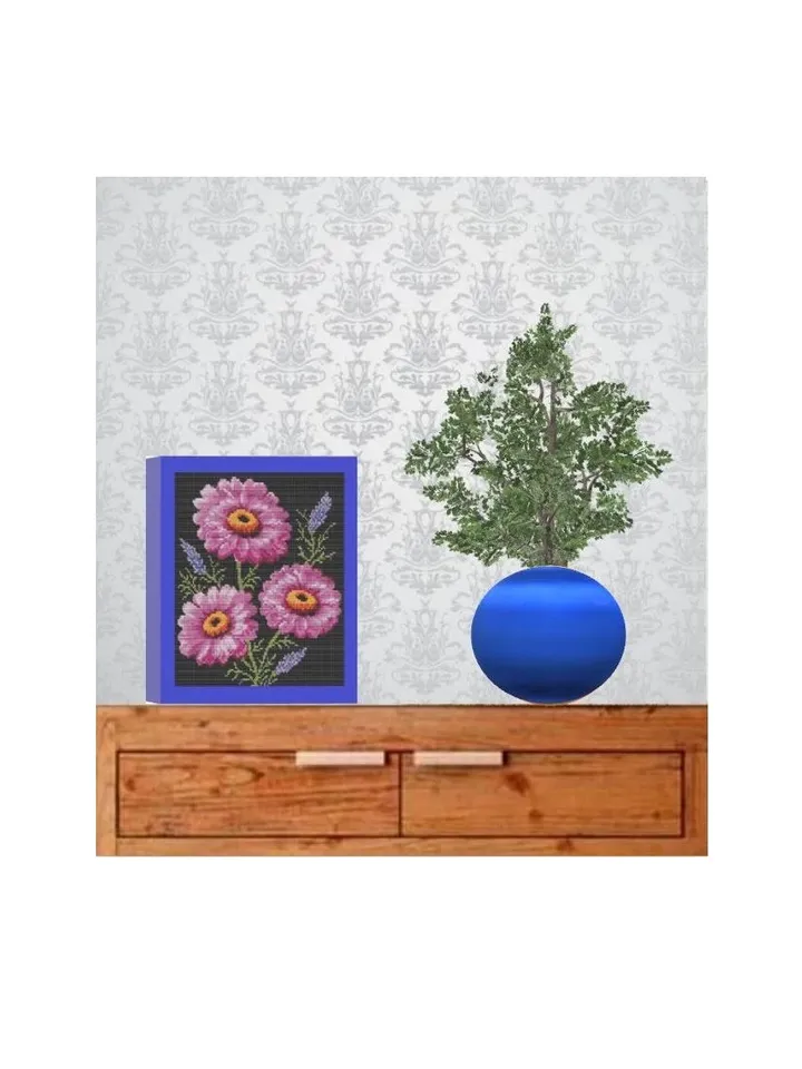 Loom-Square Stitch Beaded Tapestry, Banner, Postcard, «African Daisies» Pattern, PDF instant download