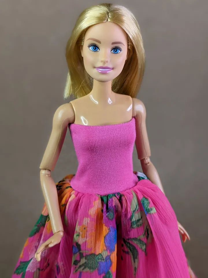 Handmade pink maxi dress for 1/6 scale fashion female dolls