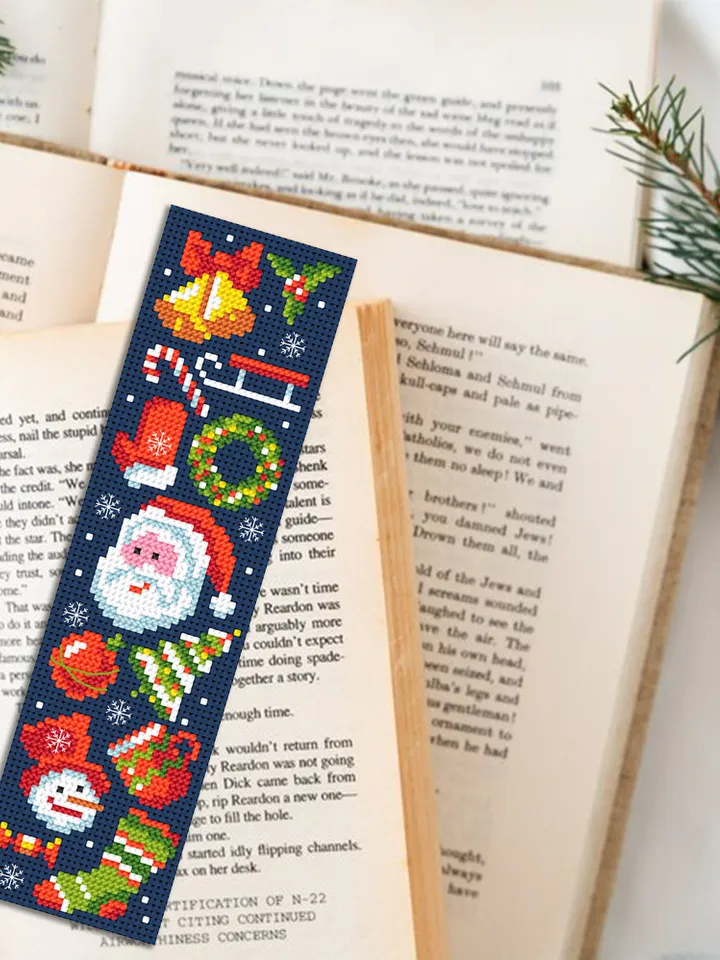 Christmas bookmark cross stitch pattern PDF download Christmas sampler cross stitch chart Bookmark pattern digital PDF Book lover gift #B230