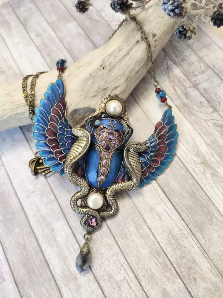 Scarab Jewelry, Scarab Pendant, Scarab Necklace, Fantasy Jewelry, Egyptian Scarab