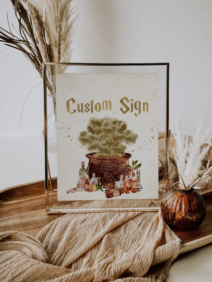 Custom Sign;Wizard Birthday Party; Magic School 1st Birthday; Editable Wizarding World Custom Sign; Magical Party Decoration; Wms12