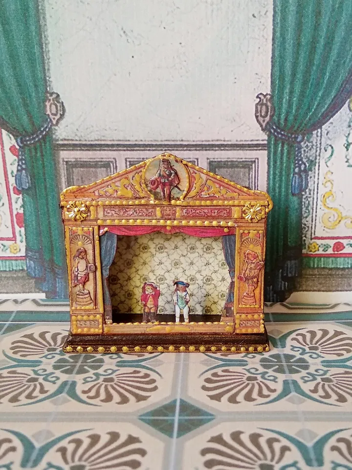 Miniature puppet theater for doll houses.