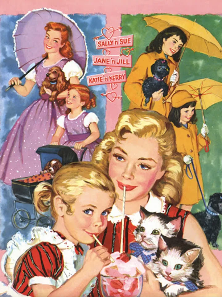 6 Paper Dolls with Outfits and Pets Digital Download PDF