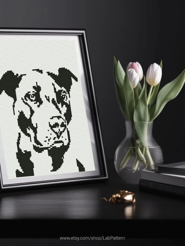 Staffordshire terrier Silhouette cross stitch pattern, Pet, Animal, wall art, Home decor, counted, chart, gift DIY, embroidery, instant PDF
