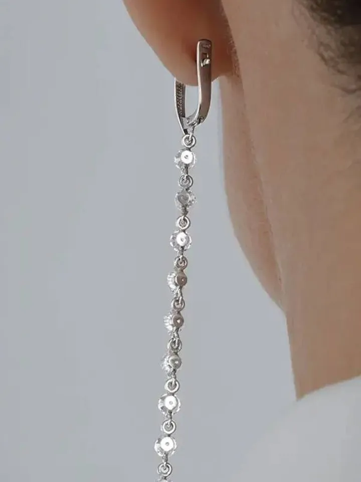 Earrings, 925 silver, with zirconium