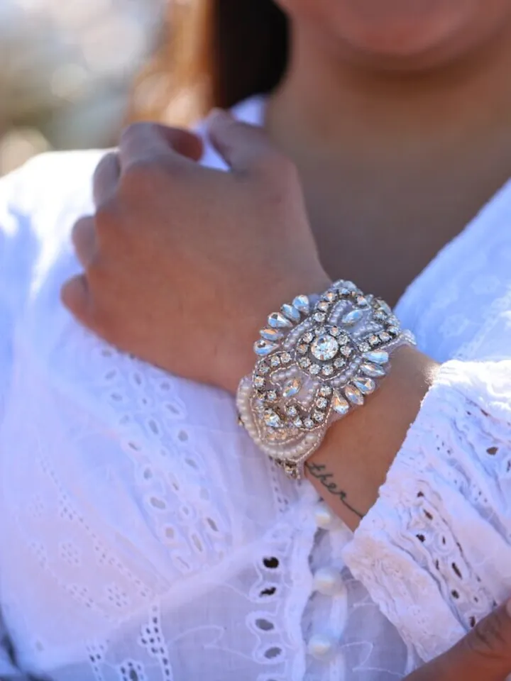 Art Deco Pearl Bridal Cuff Bracelet, Crystal Wedding Cuff Bracelet, Boho Wedding bracelet, Vintage Wedding jewelry, Jewellery, Gift For Her