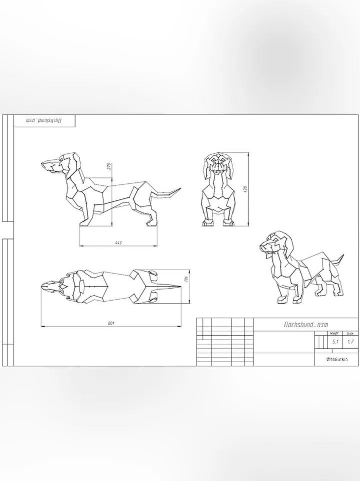 Welding Project Plans Drawings Dachshund (DXF, PDF)