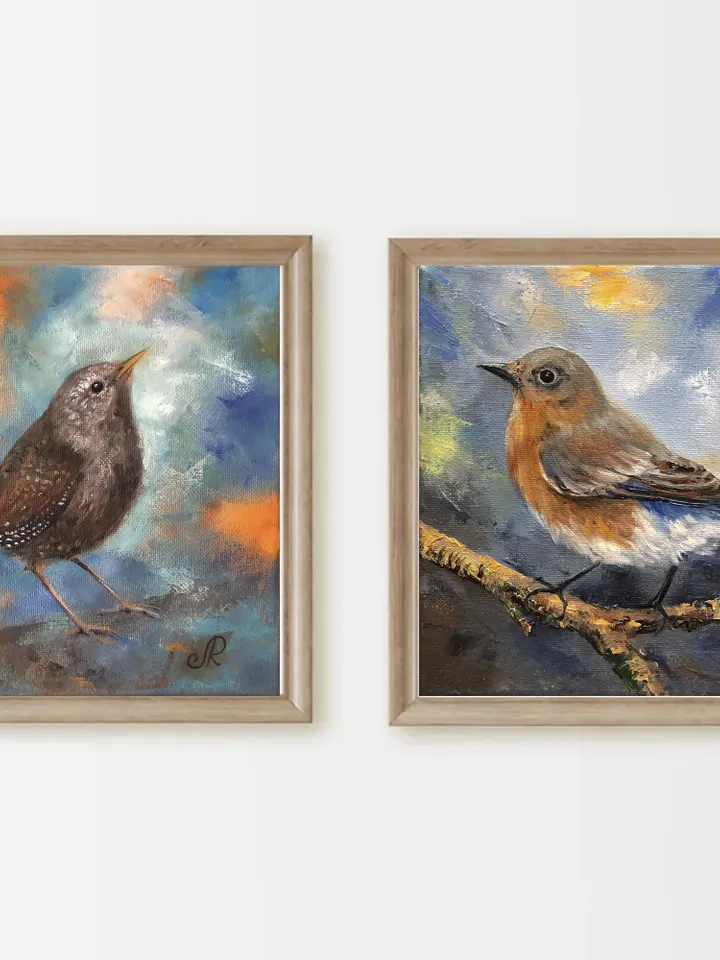 Bird Original Oil Painting Birds Wall Art Animal Painting