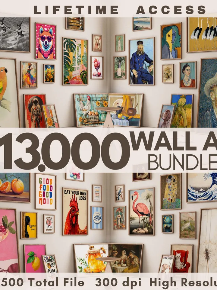 Mega Gallery, Wall Art Bundle: Bauhaus, Boho, Vintage (Digital Download)