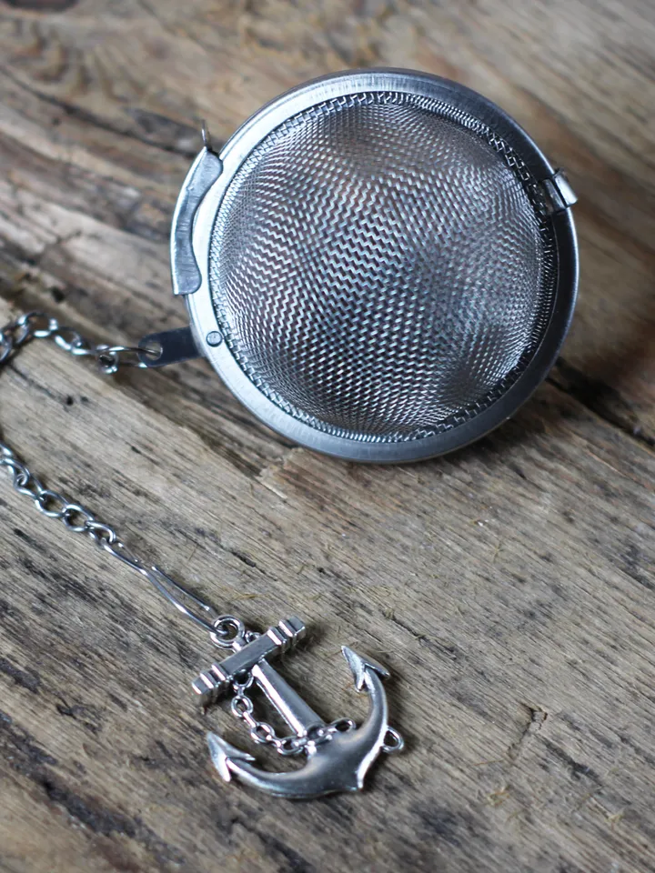 Tea steeper anchor for loose leaf tea, Tea Strainer with anchor pendant, tea infuser anchor charm, Herbal tea gift